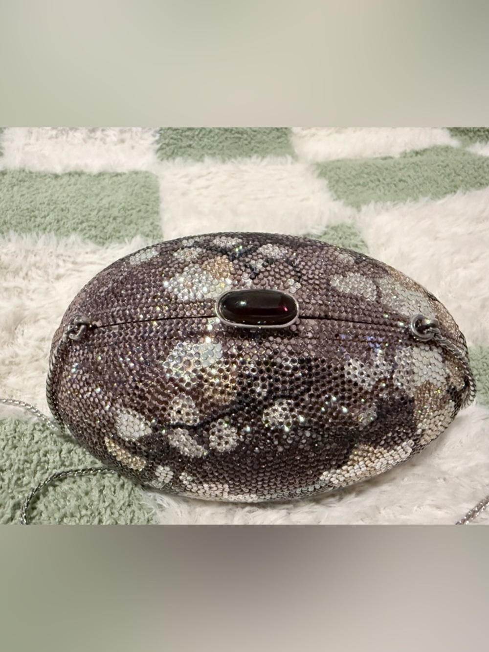 Judith Leiber Crystal Oval Minaudière Clutch Multicolor w/ Accessories AUTHENTIC